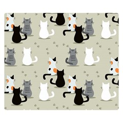 Cute Cat Seamless Pattern Two Sides Premium Plush Fleece Blanket (small) by Simbadda