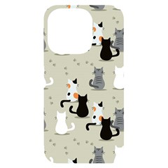 Cute Cat Seamless Pattern Iphone 14 Pro Black Uv Print Case