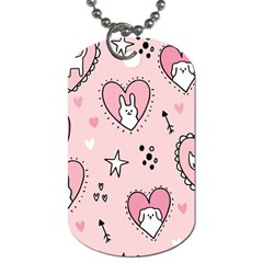 Cartoon Cute Valentines Day Doodle Heart Love Flower Seamless Pattern Vector Dog Tag (one Side) by Simbadda