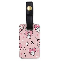 Cartoon Cute Valentines Day Doodle Heart Love Flower Seamless Pattern Vector Luggage Tag (one Side) by Simbadda