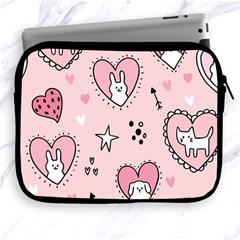 Cartoon Cute Valentines Day Doodle Heart Love Flower Seamless Pattern Vector Apple Ipad 2/3/4 Zipper Cases by Simbadda