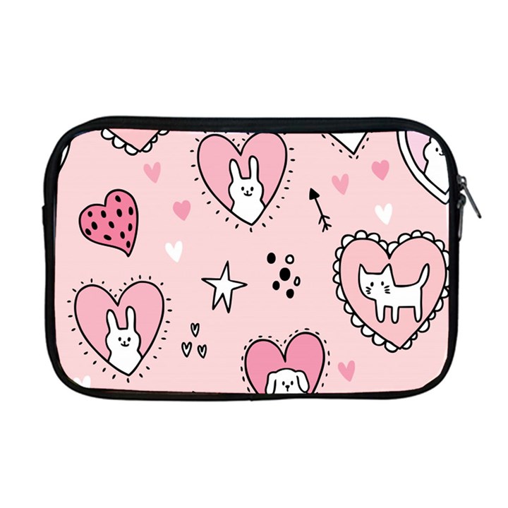 Cartoon Cute Valentines Day Doodle Heart Love Flower Seamless Pattern Vector Apple MacBook Pro 17  Zipper Case