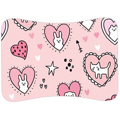 Cartoon Cute Valentines Day Doodle Heart Love Flower Seamless Pattern Vector Velour Seat Head Rest Cushion by Simbadda