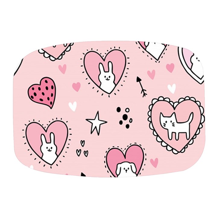 Cartoon Cute Valentines Day Doodle Heart Love Flower Seamless Pattern Vector Mini Square Pill Box