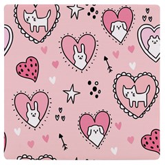 Cartoon Cute Valentines Day Doodle Heart Love Flower Seamless Pattern Vector Uv Print Square Tile Coaster  by Simbadda