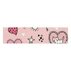 Cartoon Cute Valentines Day Doodle Heart Love Flower Seamless Pattern Vector Banner And Sign 4  X 1  by Simbadda