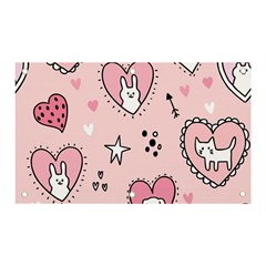 Cartoon Cute Valentines Day Doodle Heart Love Flower Seamless Pattern Vector Banner And Sign 5  X 3  by Simbadda