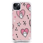 Cartoon Cute Valentines Day Doodle Heart Love Flower Seamless Pattern Vector iPhone 14 Plus TPU UV Print Case Front