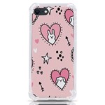 Cartoon Cute Valentines Day Doodle Heart Love Flower Seamless Pattern Vector iPhone SE Front