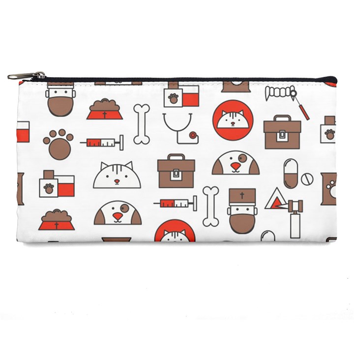 Vector Thin Line Art Vet Seamless Pattern Pencil Case