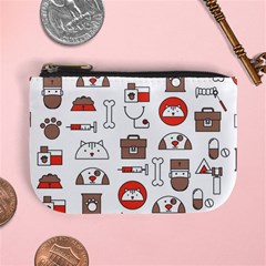 Vector Thin Line Art Vet Seamless Pattern Mini Coin Purse by Simbadda