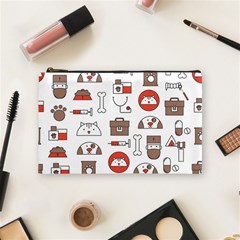 Vector Thin Line Art Vet Seamless Pattern Cosmetic Bag (medium) by Simbadda