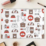 Vector Thin Line Art Vet Seamless Pattern Cosmetic Bag (XXL) Front