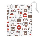 Vector Thin Line Art Vet Seamless Pattern Drawstring Pouch (5XL) Front