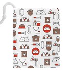 Vector Thin Line Art Vet Seamless Pattern Drawstring Pouch (5XL) Back