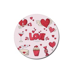 Hand Drawn Valentines Day Element Collection Rubber Coaster (round) by Simbadda