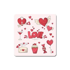 Hand Drawn Valentines Day Element Collection Square Magnet by Simbadda