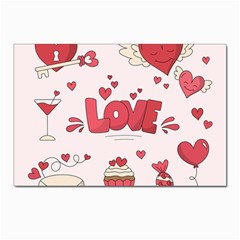 Hand Drawn Valentines Day Element Collection Postcard 4 x 6  (pkg Of 10) by Simbadda