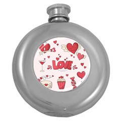 Hand Drawn Valentines Day Element Collection Round Hip Flask (5 Oz) by Simbadda