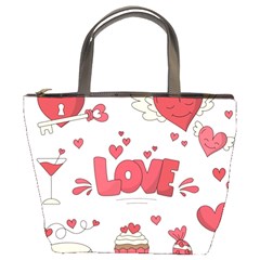 Hand Drawn Valentines Day Element Collection Bucket Bag by Simbadda