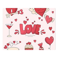 Hand Drawn Valentines Day Element Collection Two Sides Premium Plush Fleece Blanket (large) by Simbadda