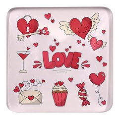 Hand Drawn Valentines Day Element Collection Square Glass Fridge Magnet (4 Pack) by Simbadda