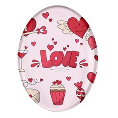 Hand Drawn Valentines Day Element Collection Oval Glass Fridge Magnet (4 Pack)