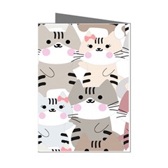 Cute Cat Couple Seamless Pattern Cartoon Mini Greeting Cards (pkg Of 8) by Simbadda