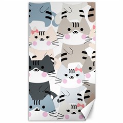 Cute Cat Couple Seamless Pattern Cartoon Canvas 40  X 72  by Simbadda