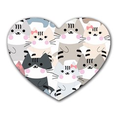 Cute Cat Couple Seamless Pattern Cartoon Heart Mousepad by Simbadda