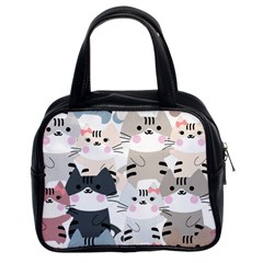 Cute Cat Couple Seamless Pattern Cartoon Classic Handbag (two Sides) by Simbadda