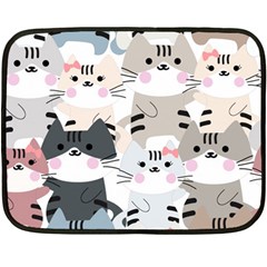 Cute Cat Couple Seamless Pattern Cartoon Fleece Blanket (mini) by Simbadda