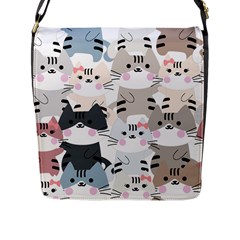 Cute Cat Couple Seamless Pattern Cartoon Flap Closure Messenger Bag (l) by Simbadda