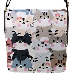 Cute Cat Couple Seamless Pattern Cartoon Flap Closure Messenger Bag (s) by Simbadda