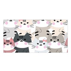 Cute Cat Couple Seamless Pattern Cartoon Satin Shawl 45  X 80  by Simbadda