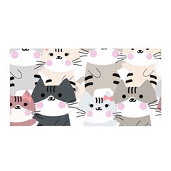 Cute Cat Couple Seamless Pattern Cartoon Satin Wrap 35  X 70  by Simbadda