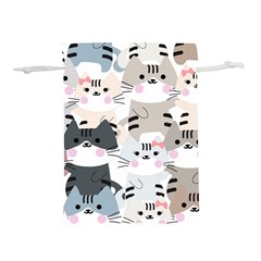 Cute Cat Couple Seamless Pattern Cartoon Lightweight Drawstring Pouch (l) by Simbadda