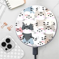 Cute Cat Couple Seamless Pattern Cartoon Wireless Fast Charger(white) by Simbadda