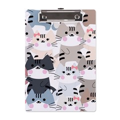 Cute Cat Couple Seamless Pattern Cartoon A5 Acrylic Clipboard by Simbadda