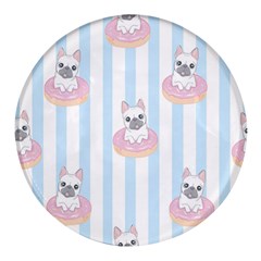 French-bulldog-dog-seamless-pattern Round Glass Fridge Magnet (4 Pack) by Simbadda