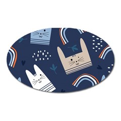 Colorful-cute-cats-seamless-pattern Oval Magnet by Simbadda