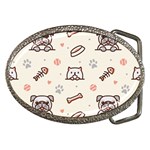 Pug-dog-cat-with-bone-fish-bones-paw-prints-ball-seamless-pattern-vector-background Belt Buckles Front