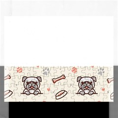 Pug-dog-cat-with-bone-fish-bones-paw-prints-ball-seamless-pattern-vector-background Rectangular Jigsaw Puzzl by Simbadda