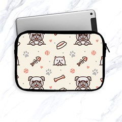 Pug-dog-cat-with-bone-fish-bones-paw-prints-ball-seamless-pattern-vector-background Apple Ipad Mini Zipper Cases by Simbadda