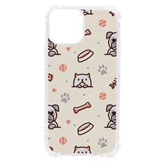 Pug-dog-cat-with-bone-fish-bones-paw-prints-ball-seamless-pattern-vector-background Iphone 13 Mini Tpu Uv Print Case