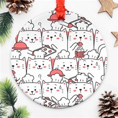 Cute-cat-chef-cooking-seamless-pattern-cartoon Ornament (round) by Simbadda