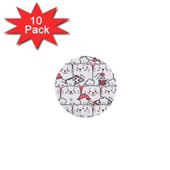 Cute-cat-chef-cooking-seamless-pattern-cartoon 1  Mini Buttons (10 Pack)  by Simbadda