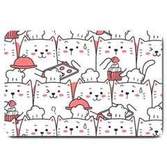 Cute-cat-chef-cooking-seamless-pattern-cartoon Large Doormat by Simbadda