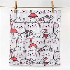 Cute-cat-chef-cooking-seamless-pattern-cartoon Face Towel by Simbadda