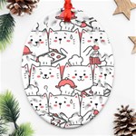 Cute-cat-chef-cooking-seamless-pattern-cartoon Oval Filigree Ornament (Two Sides) Front